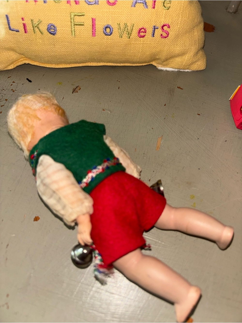 Vogue Blonde Doll BOY German with Red Shorts and Green Vest 6 in - Picture 4 of 7